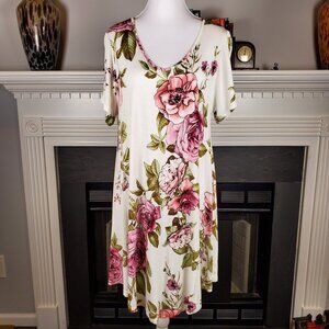 Amore All.F.Y. Lightweight Floral Pullover Tunic Dress | Size Large